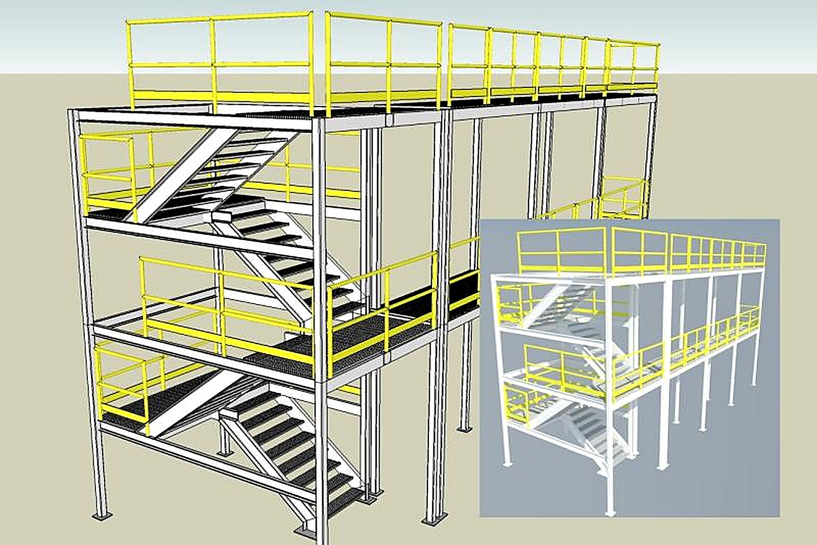Modelo estructural de plataformas y escaleras